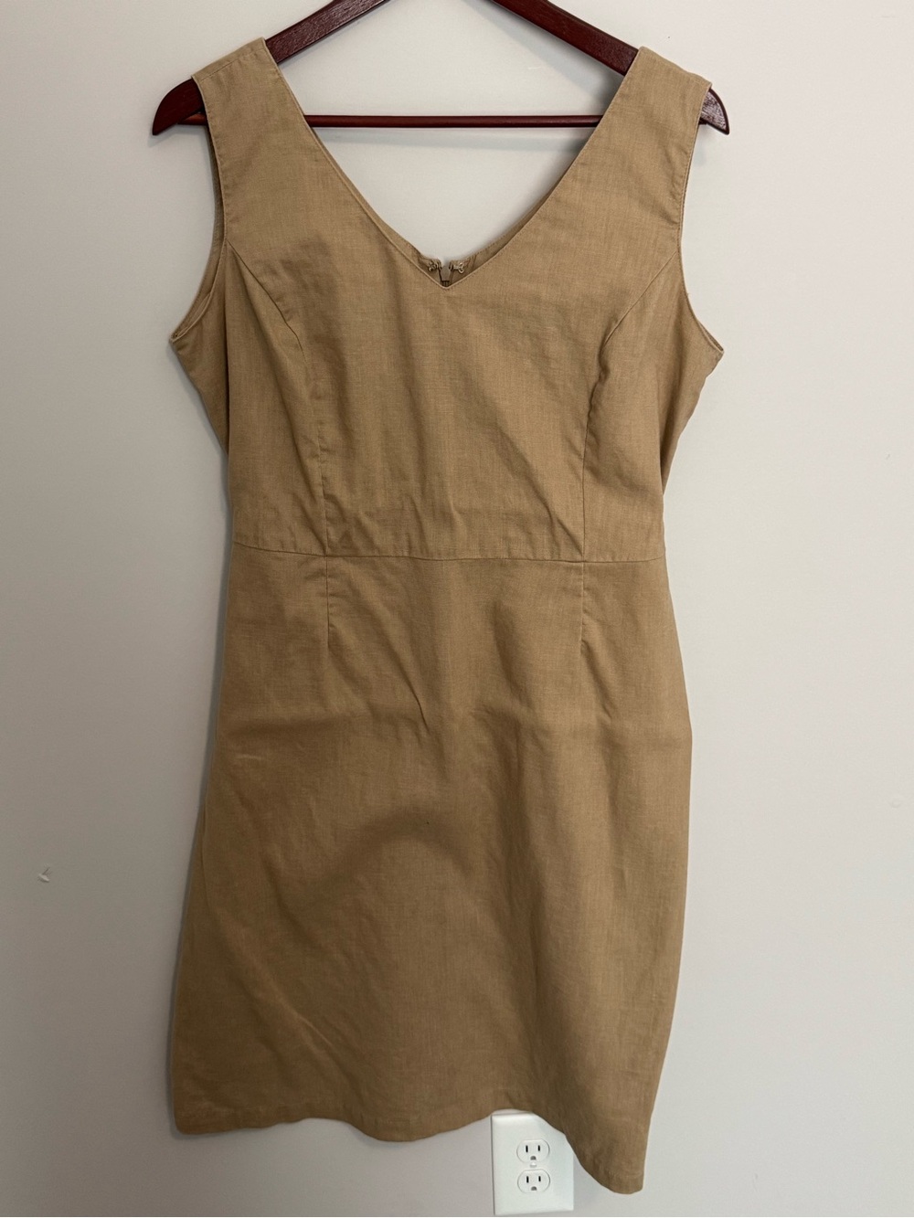 George Vintage Linen Tan Jumper Overall Dress 14 Cottagecore Basic Lagenlook